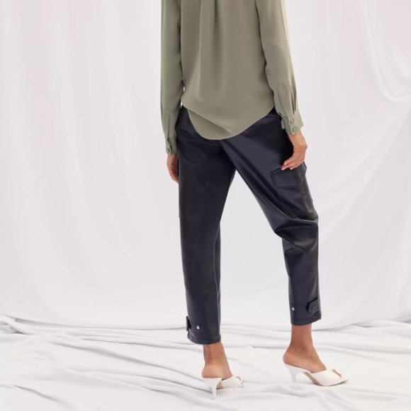 WILFRED Black Vegan Leather Contemporary Cargo Pant - Picture 10 of 11